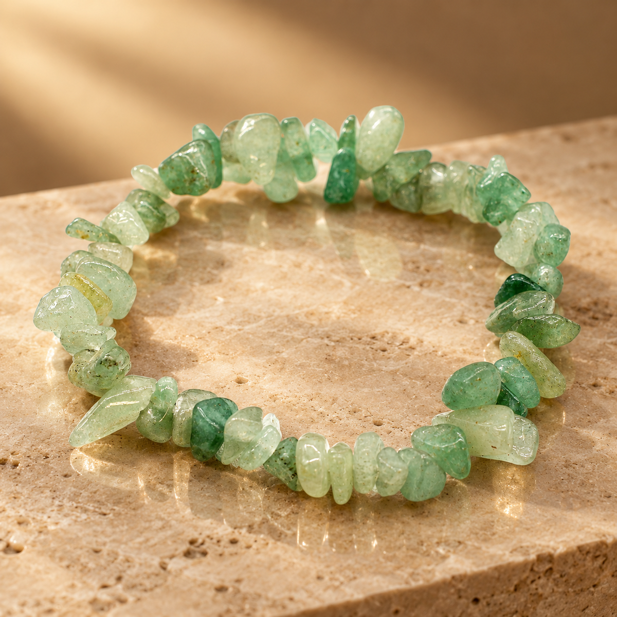 Bracelet en éclats d’aventurine verte