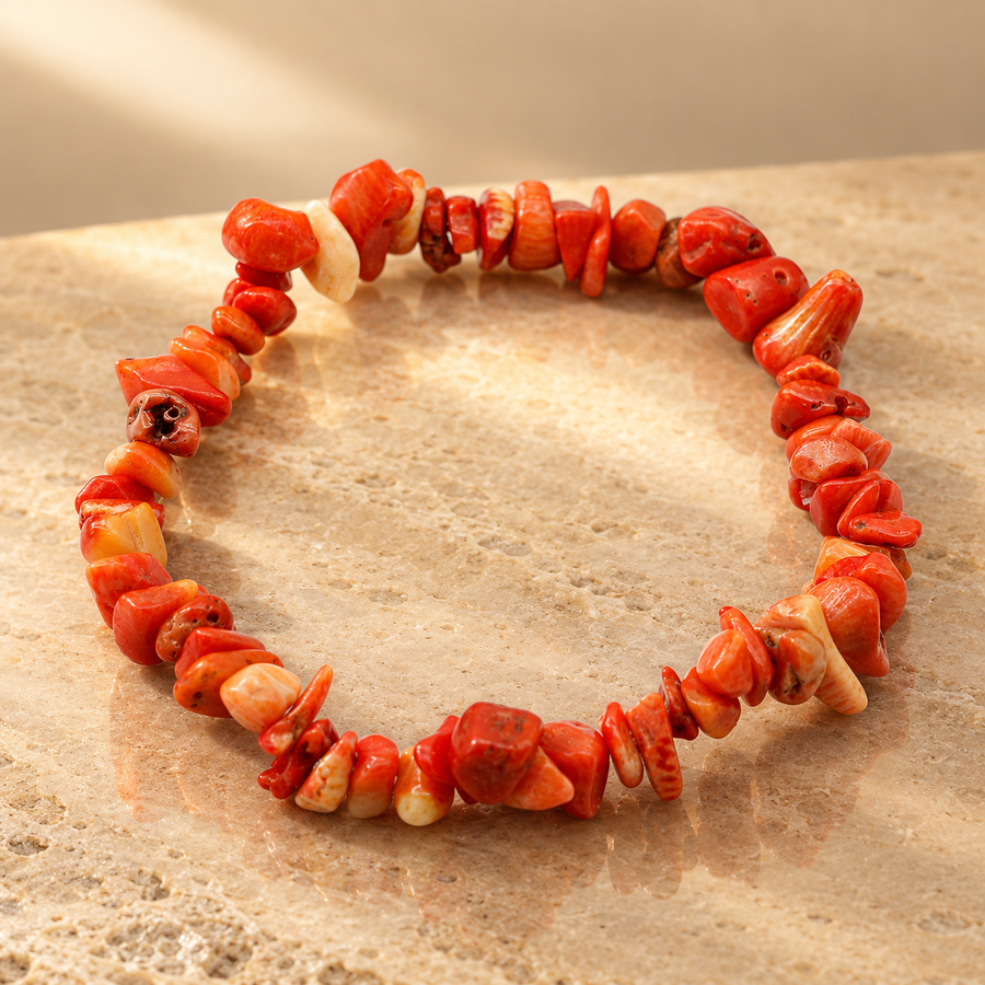 Bracelet en éclats de jaspe orange
