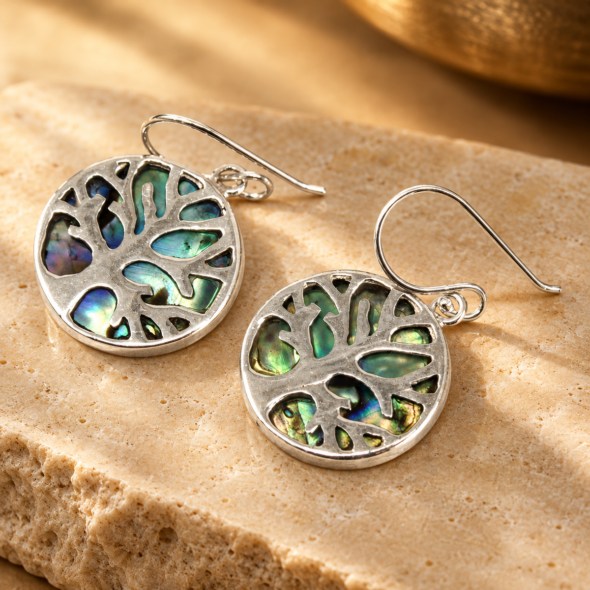 Boucles d’oreilles arbre de vie en argent 925, ormeau