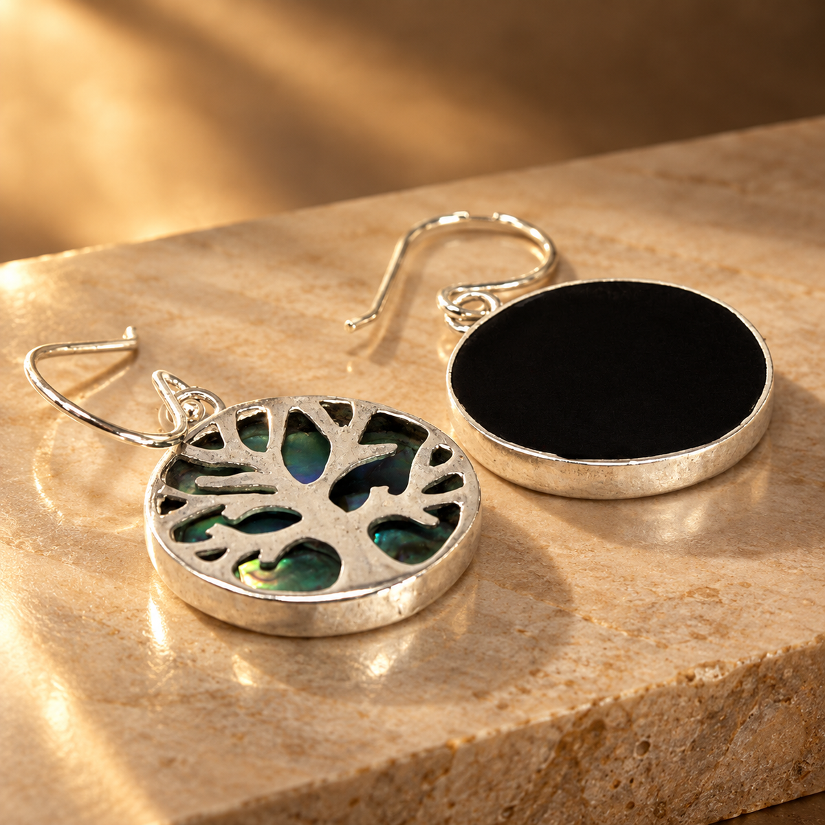 Boucles d’oreilles arbre de vie en argent 925, ormeau — vue 2
