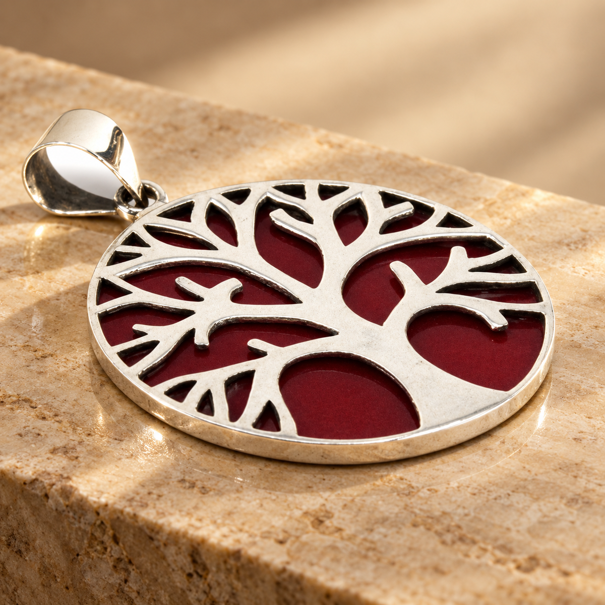 Pendentif arbre de vie en argent 925, effet corail, 30 mm — vue 2