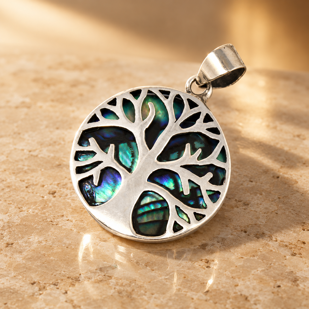 Pendentif arbre de vie en argent 925, ormeau, 22 mm