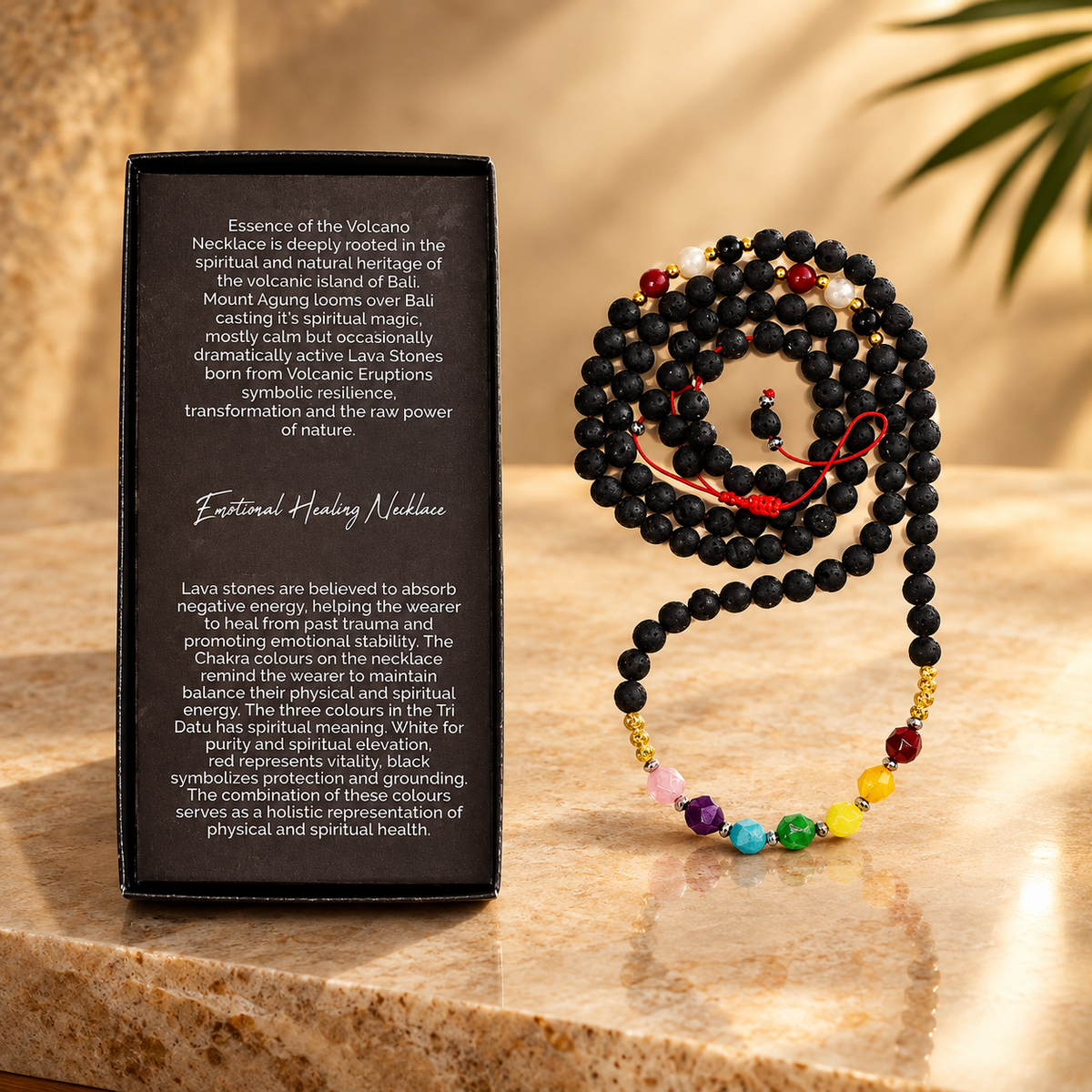Collier en pierre de lave, essence du volcan, chakras