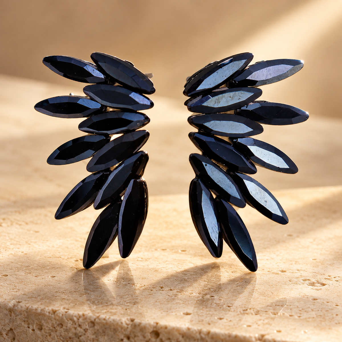 Boucles d’oreilles fées en verre, noir de jais