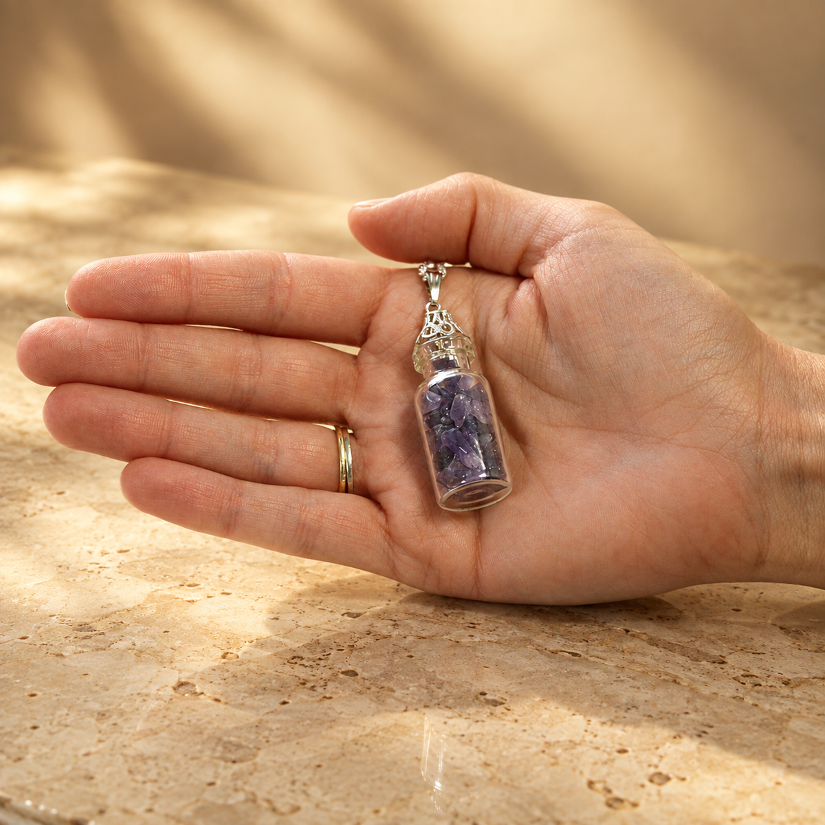 Collier de gemmes en fiole, améthyste — vue 2