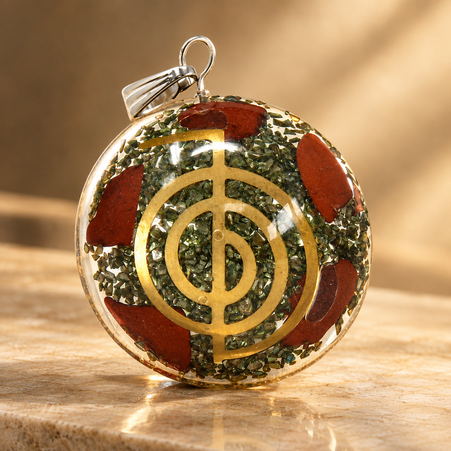 Pendentif en orgonite, dôme de pouvoir symbolique