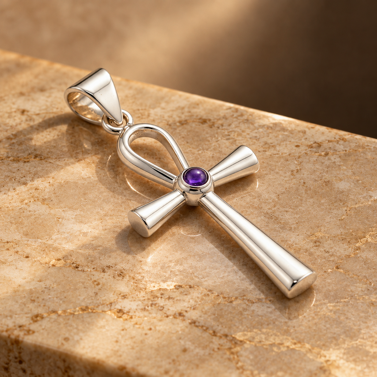Pendentif ankh, symbole de vie, plaqué argent — vue 2