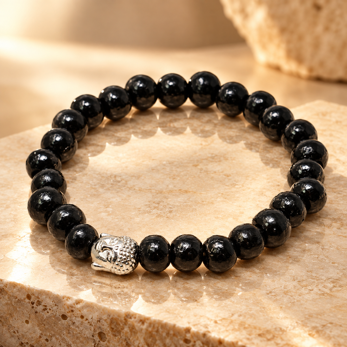Bracelet Bouddha en perles de bois sombre