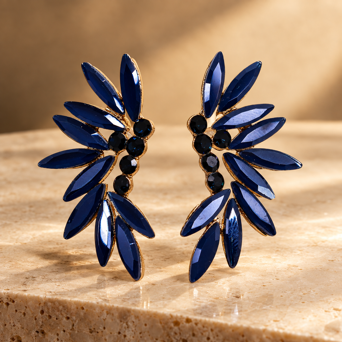 Boucles d’oreilles fées en verre, bleu roi