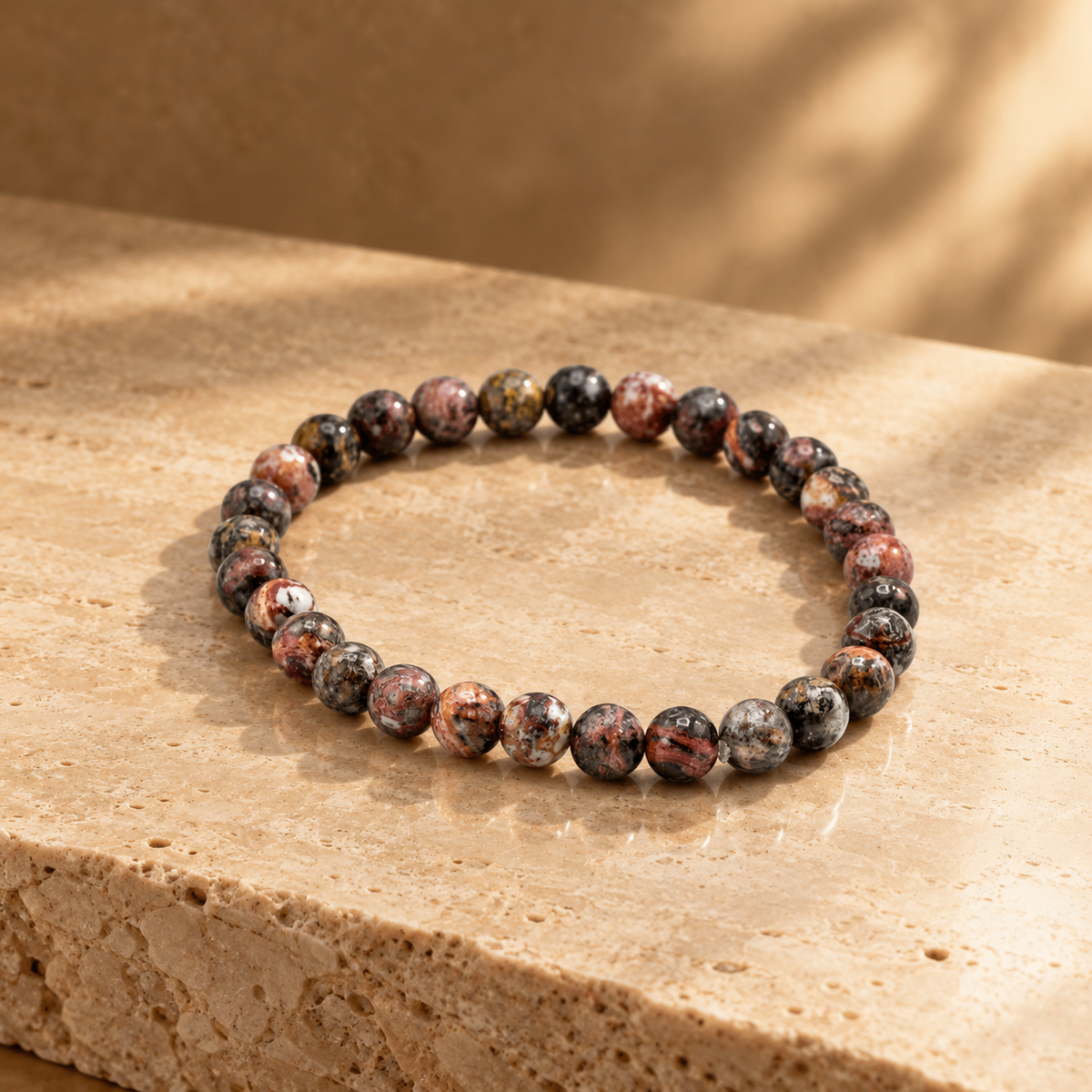 Bracelet d’intention en jaspe peau de léopard, courage