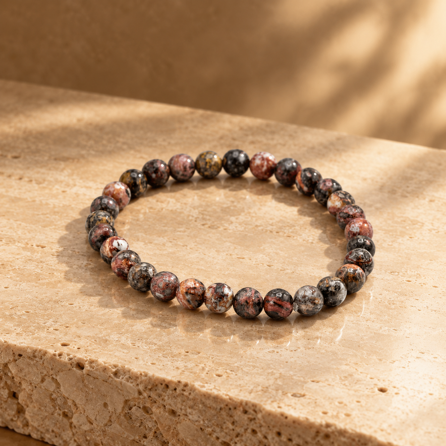 Bracelet d’intention en jaspe peau de léopard, courage