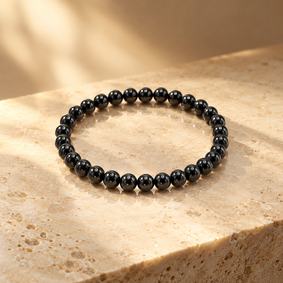 Bracelet d’intention en agate noire, protection