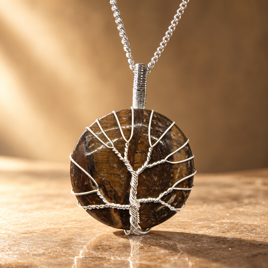 Collier arbre de vie en œil de tigre