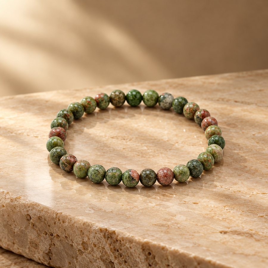 Bracelet d’intention en jaspe vert, croissance