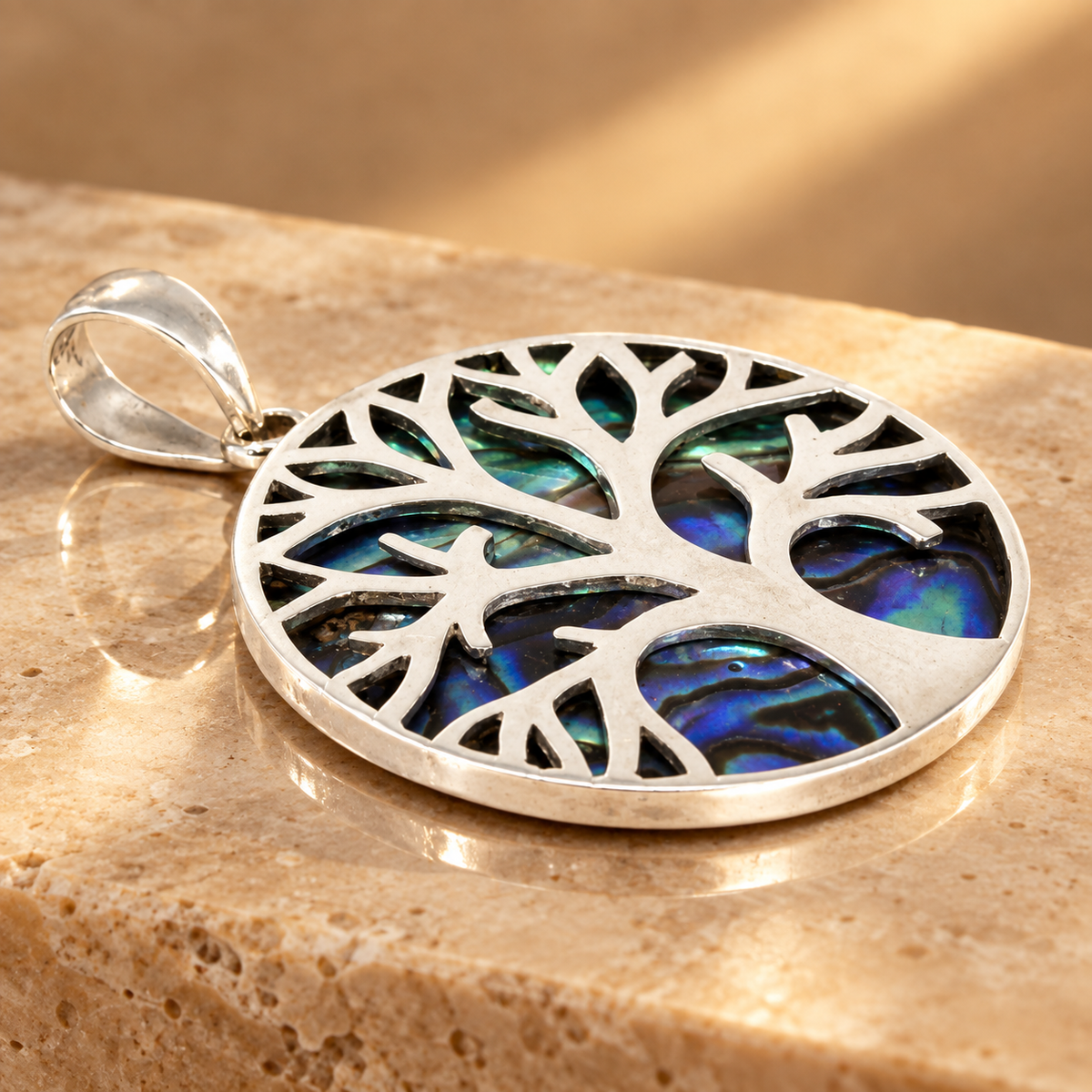 Pendentif arbre de vie en argent 925, ormeau, 30 mm — vue 2