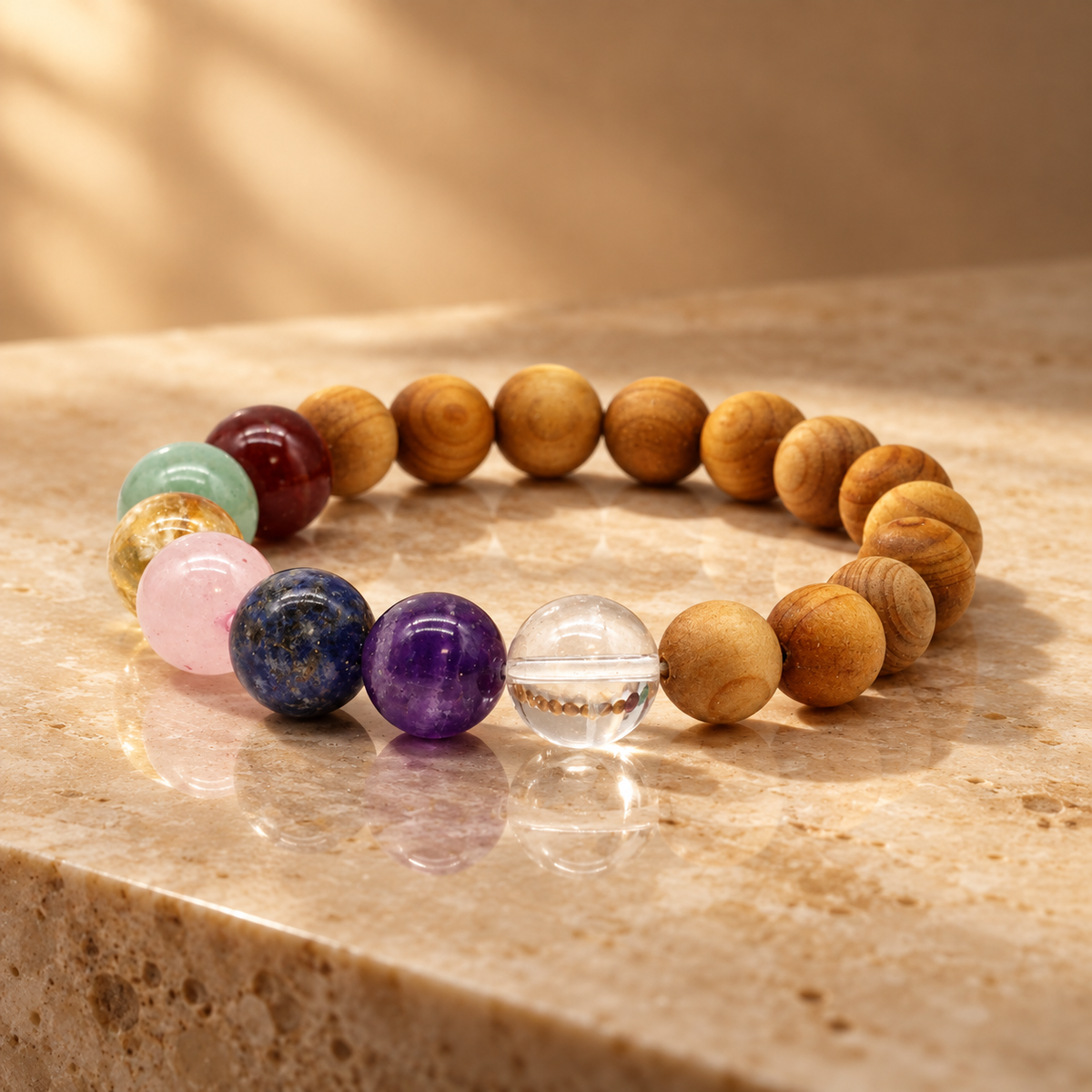 Bracelet en cèdre, sept chakras