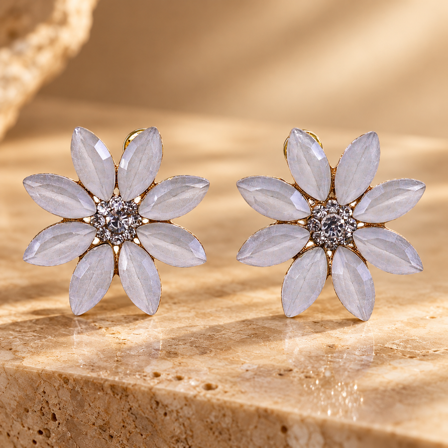 Boucles d’oreilles fleurs en verre, perle
