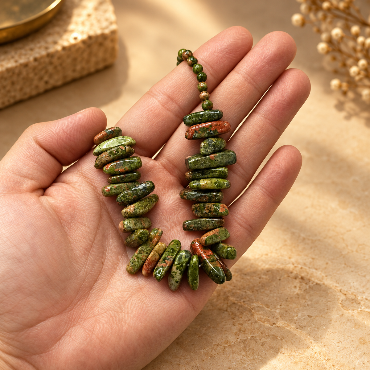 Collier de pierre longue en agate mousse — vue 2