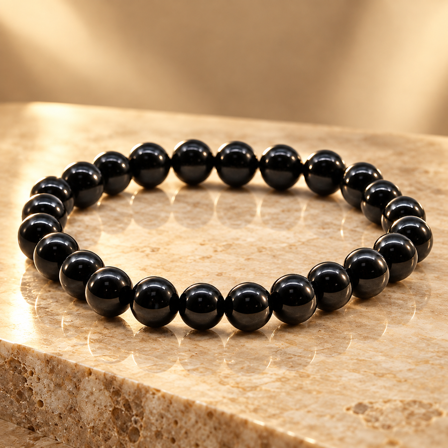 Bracelet en perles d’agate noire
