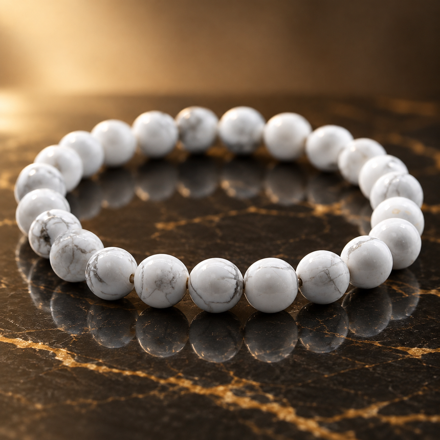 Bracelet en perles de jaspe blanc