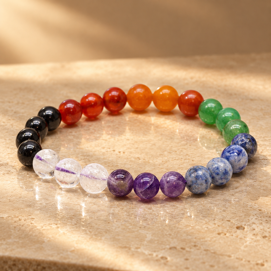 Bracelet en perles de pierres de chakras