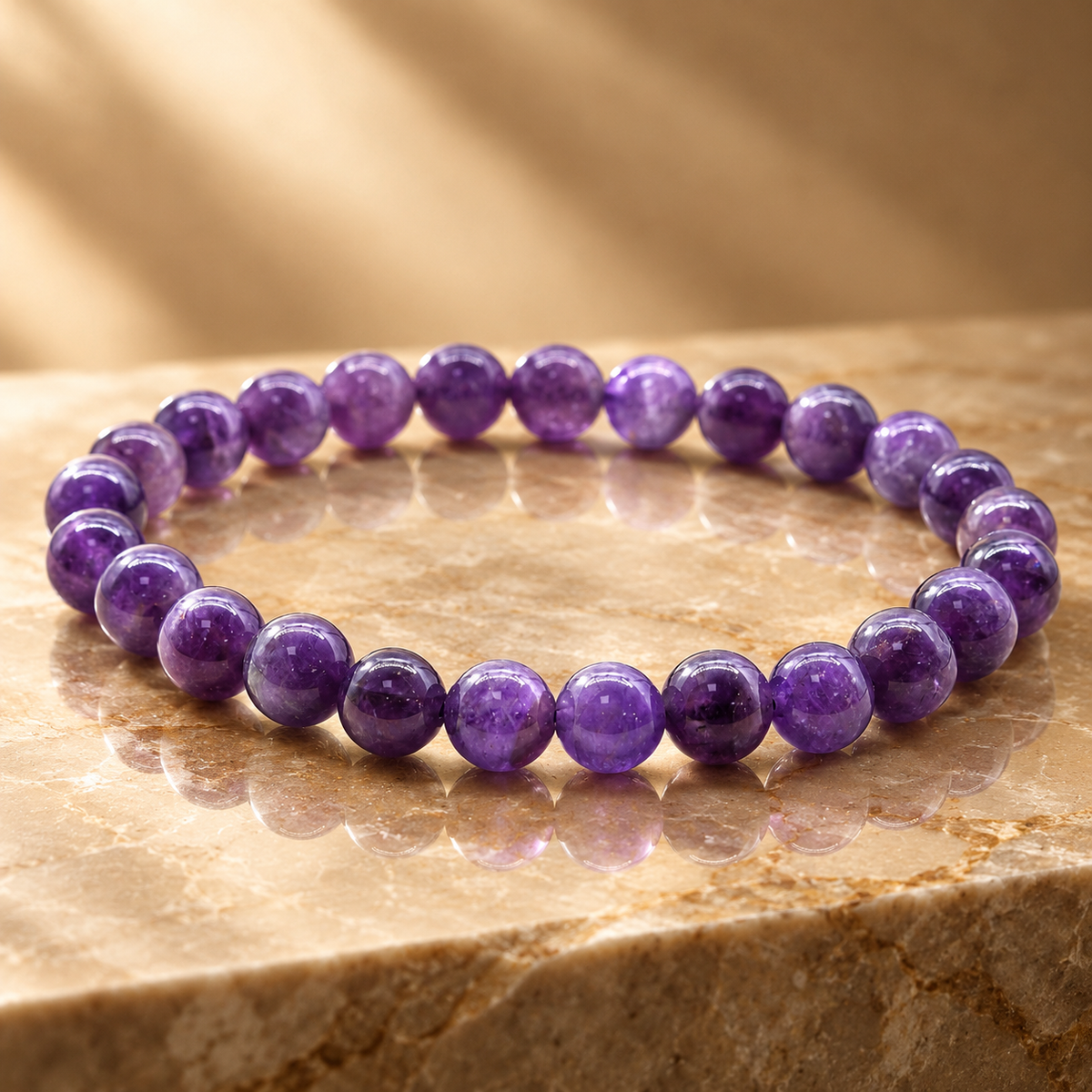 Bracelet en perles d’améthyste