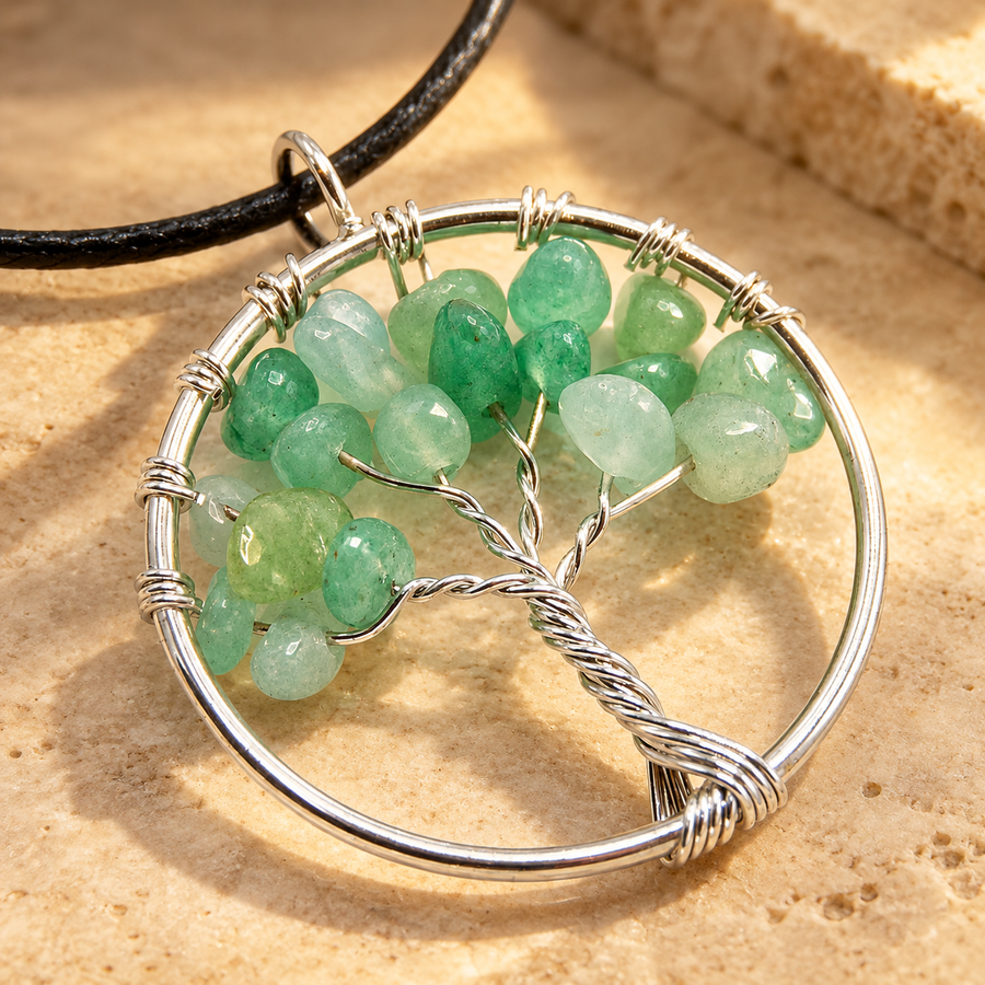 Pendentif arbre de vie en jade