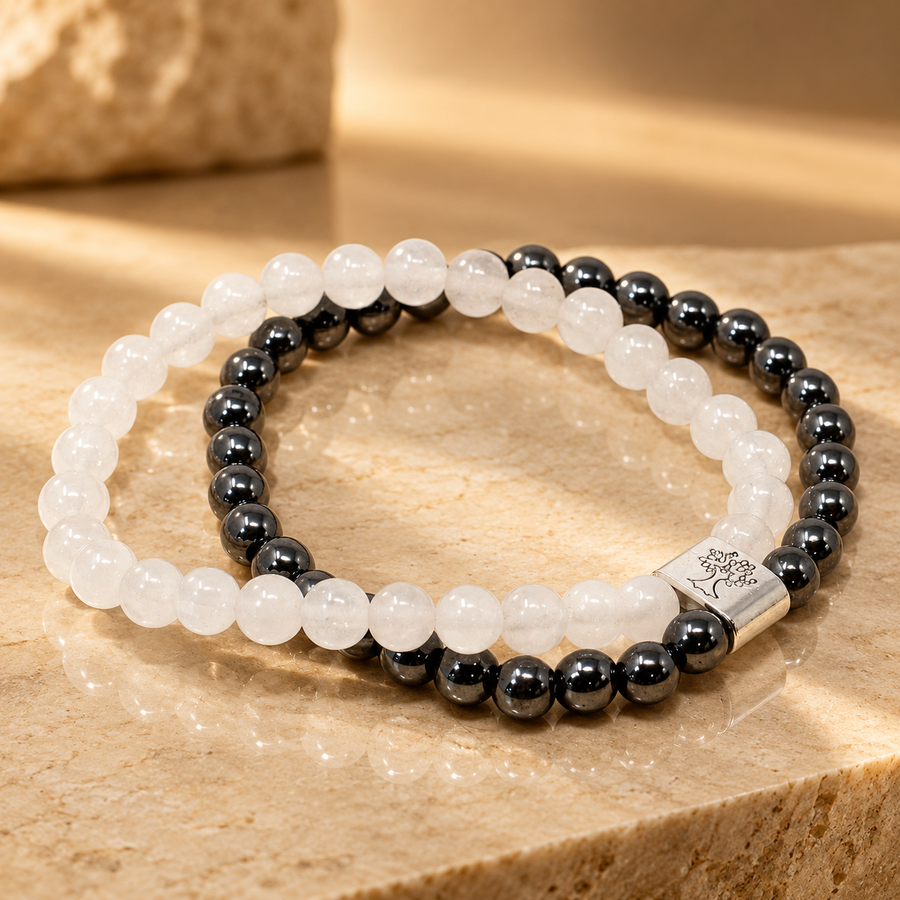 Duo de bracelets magnétiques en cristal de roche