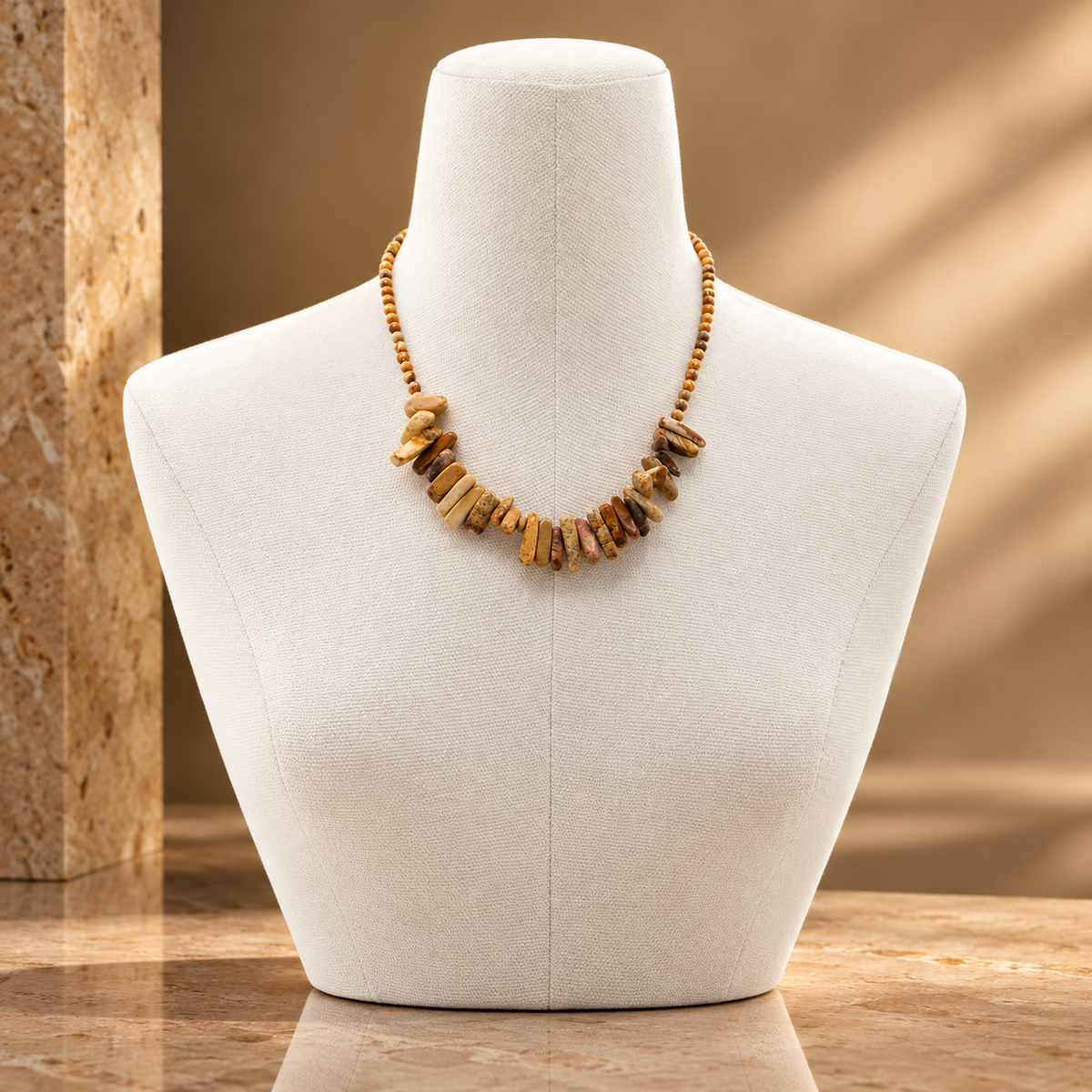Collier de pierre longue en pierre de carte