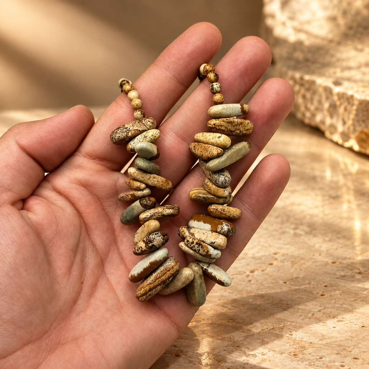 Collier de pierre longue en pierre de carte — vue 2