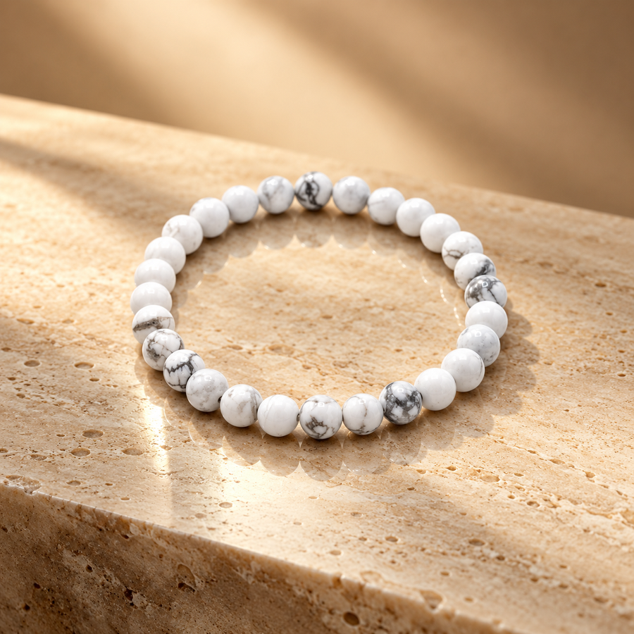 Bracelet d’intention en jaspe blanc, paix