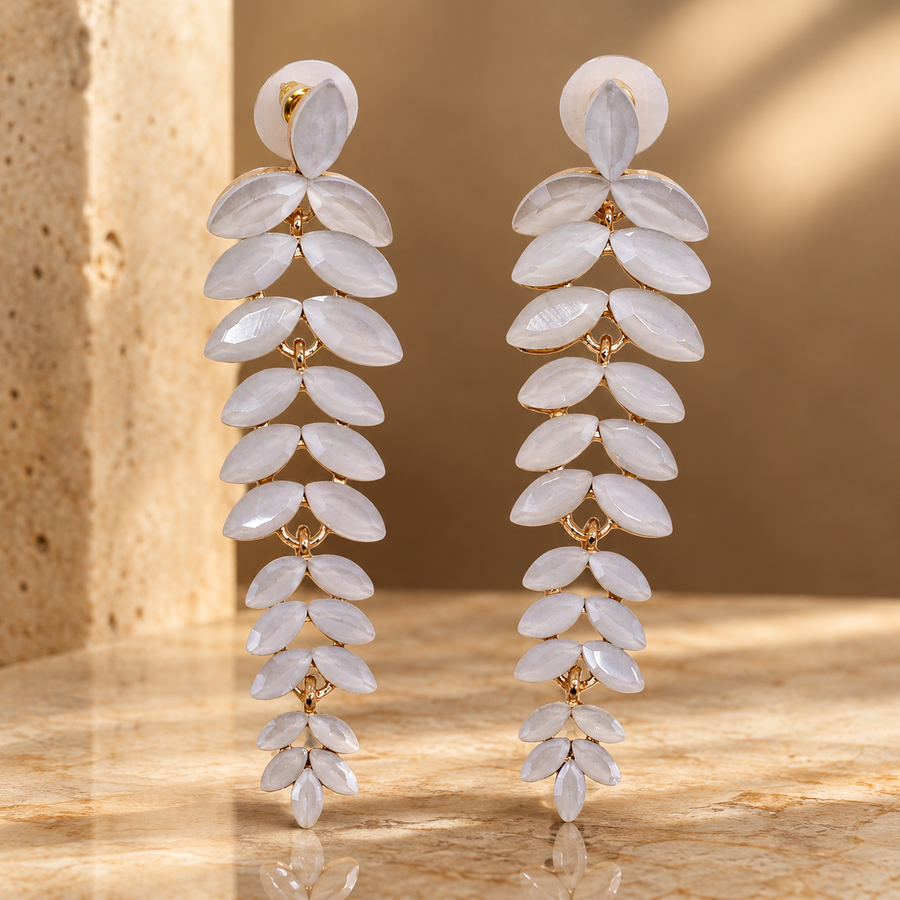 Boucles d’oreilles longues en verre, perle