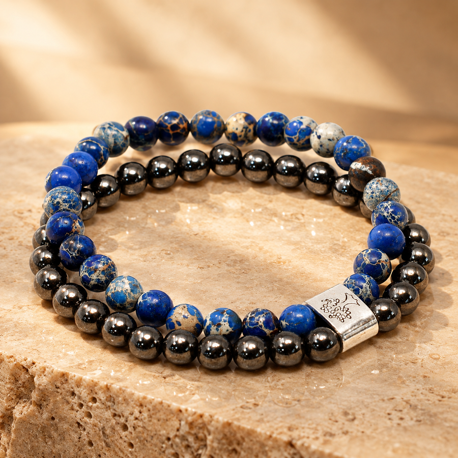 Duo de bracelets magnétiques en sodalite