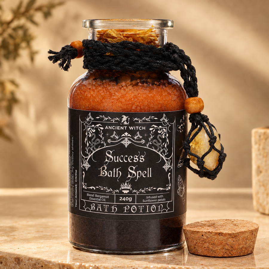 Potion de bain de sorcière, amulette de citrine
