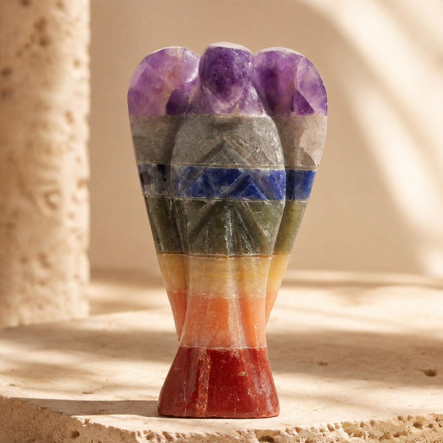Ange sculpté sept chakras 5 cm
