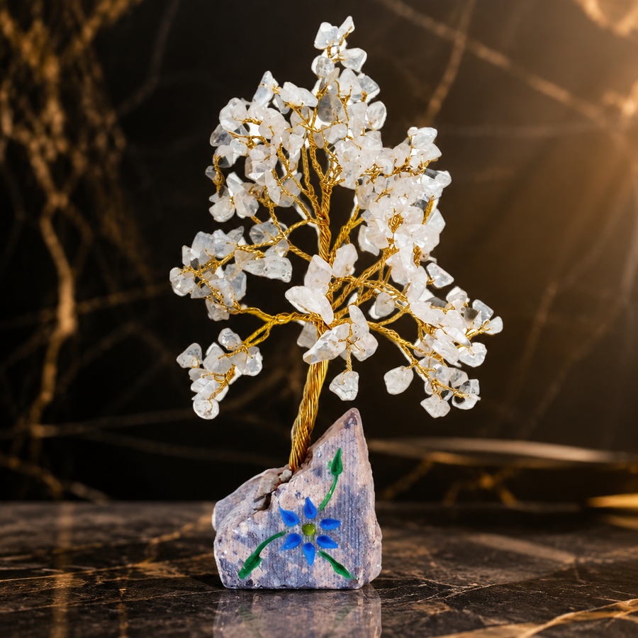 Arbre de gemmes en cristal de roche, 160 pierres