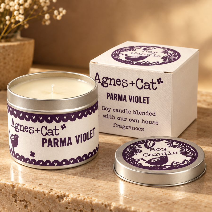 Bougie Violette de Parme en pot métal 200 g