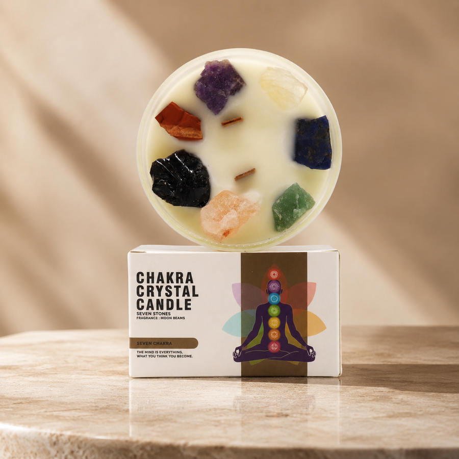 Grande bougie de cristal sept chakras
