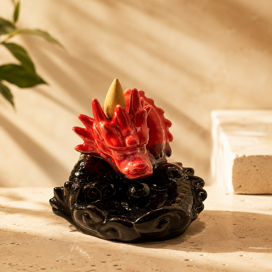 Brûleur d’encens à reflux petit dragon rouge