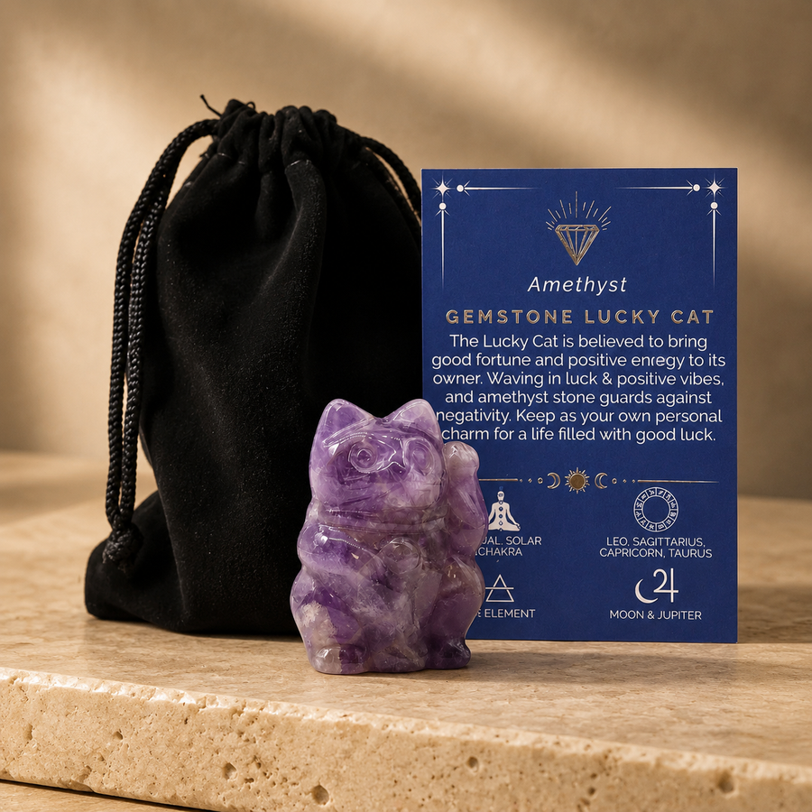 Chat de la fortune en améthyste 5 cm