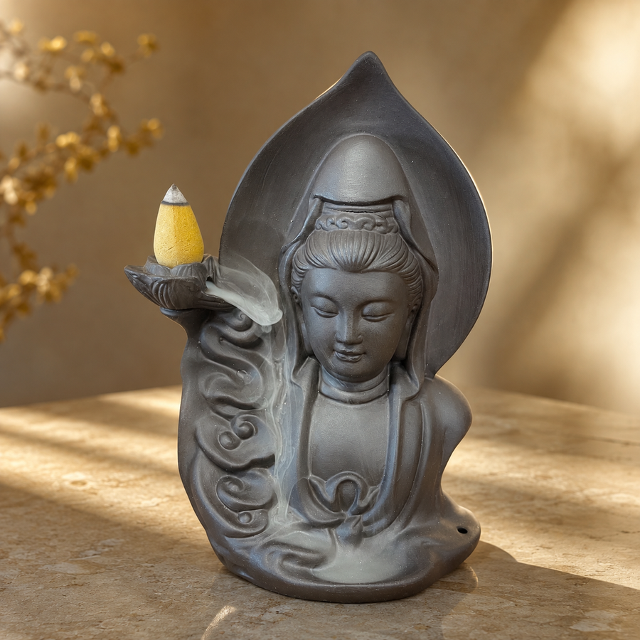 Brûleur d’encens à reflux Bouddha serein