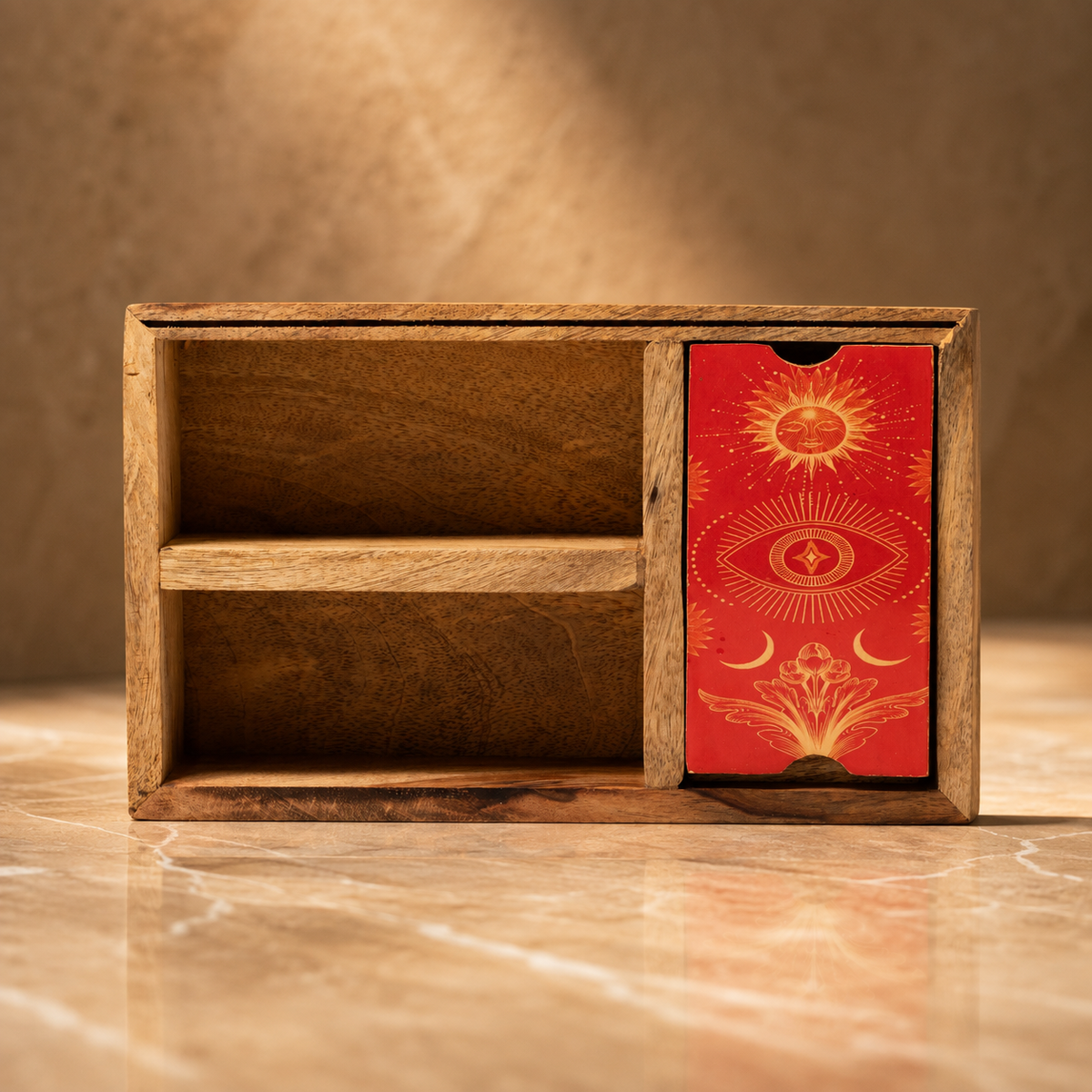 Coffret de tarot et porte-cartes, trois compartiments