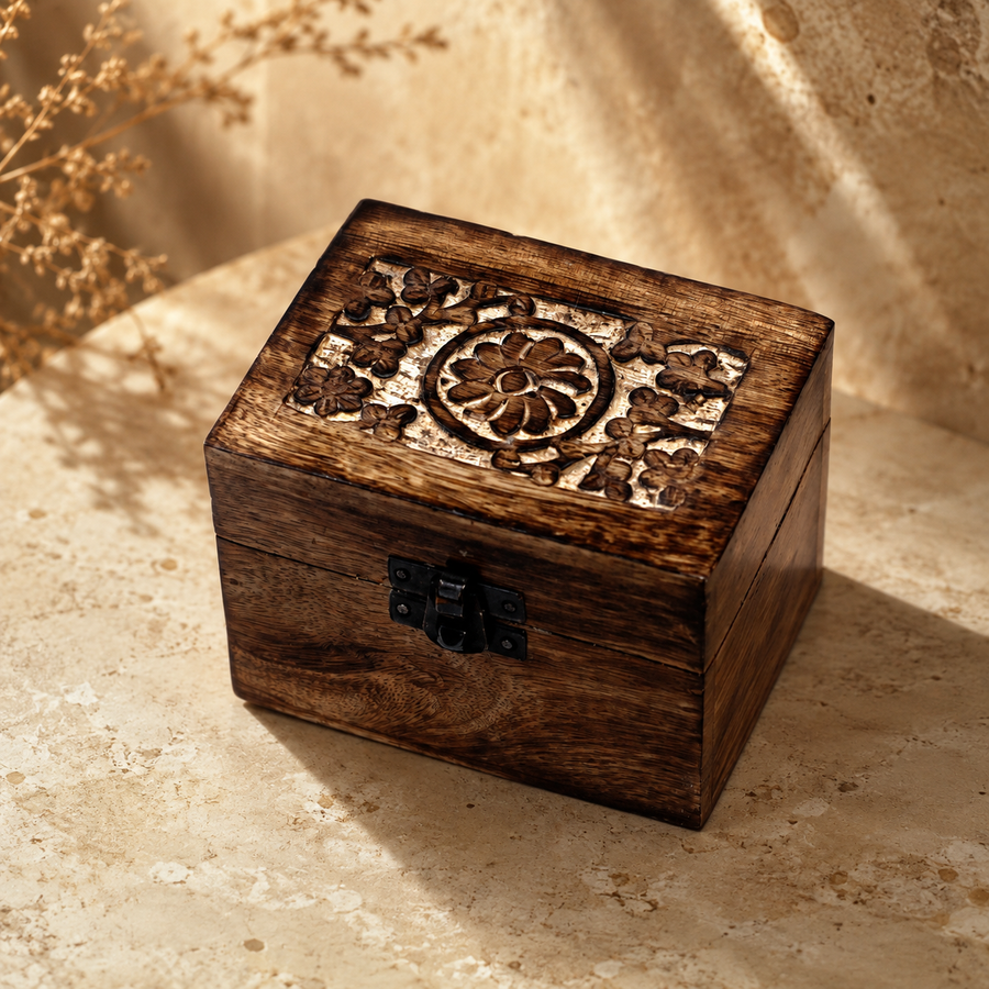 Coffret d’aromathérapie en manguier, floral, jusqu’à 6 flacons