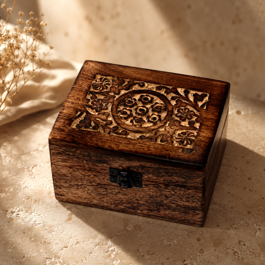 Coffret d’aromathérapie en manguier, floral, jusqu’à 12 flacons