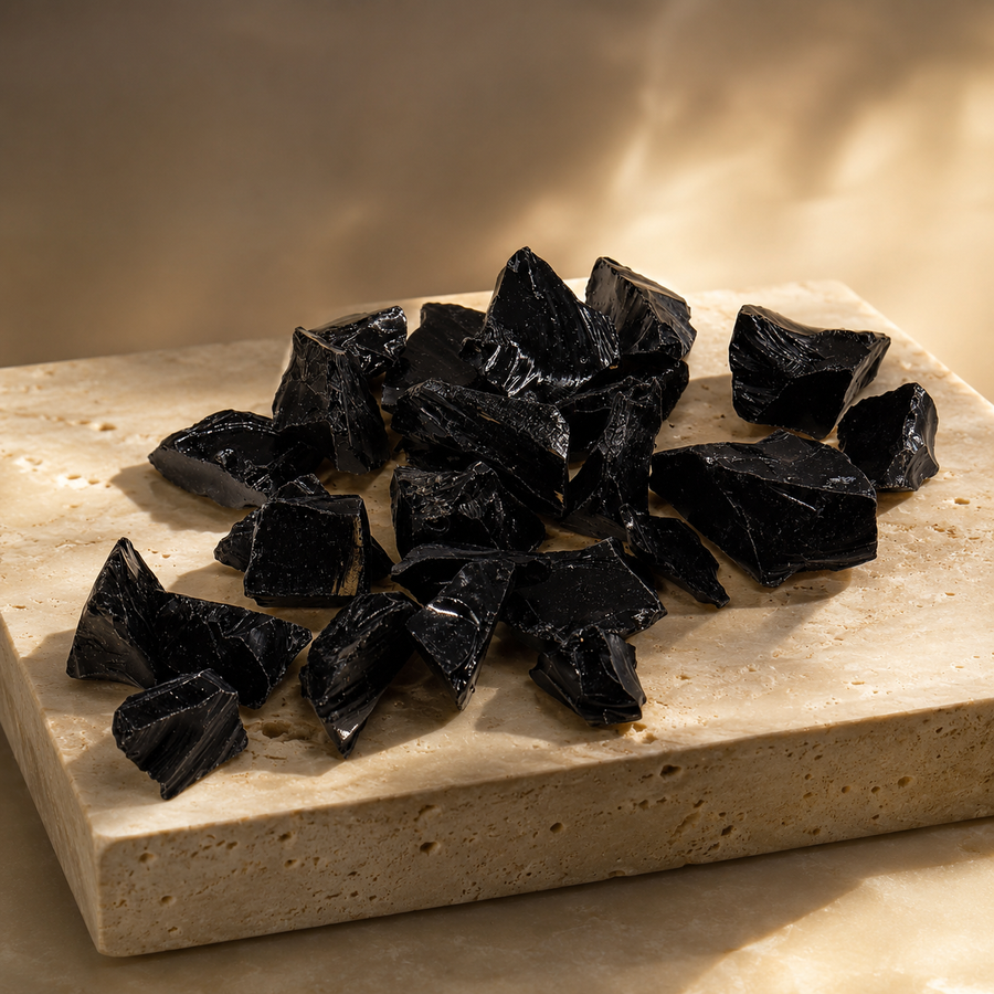 Cristaux bruts en agate noire 500 g