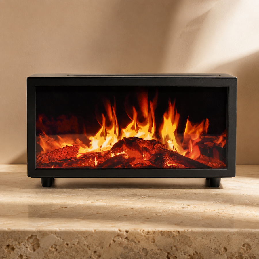 Diffuseur USB noir effet flamme et chant d’oiseaux