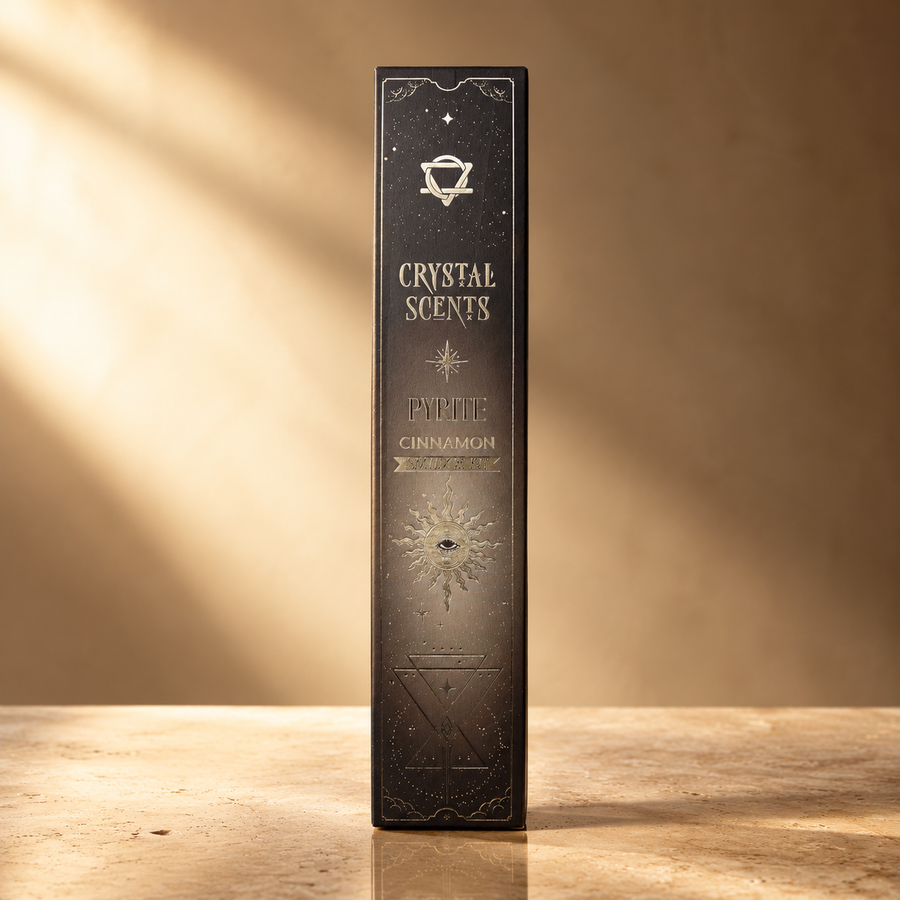 Encens au cristal, pyrite et cannelle