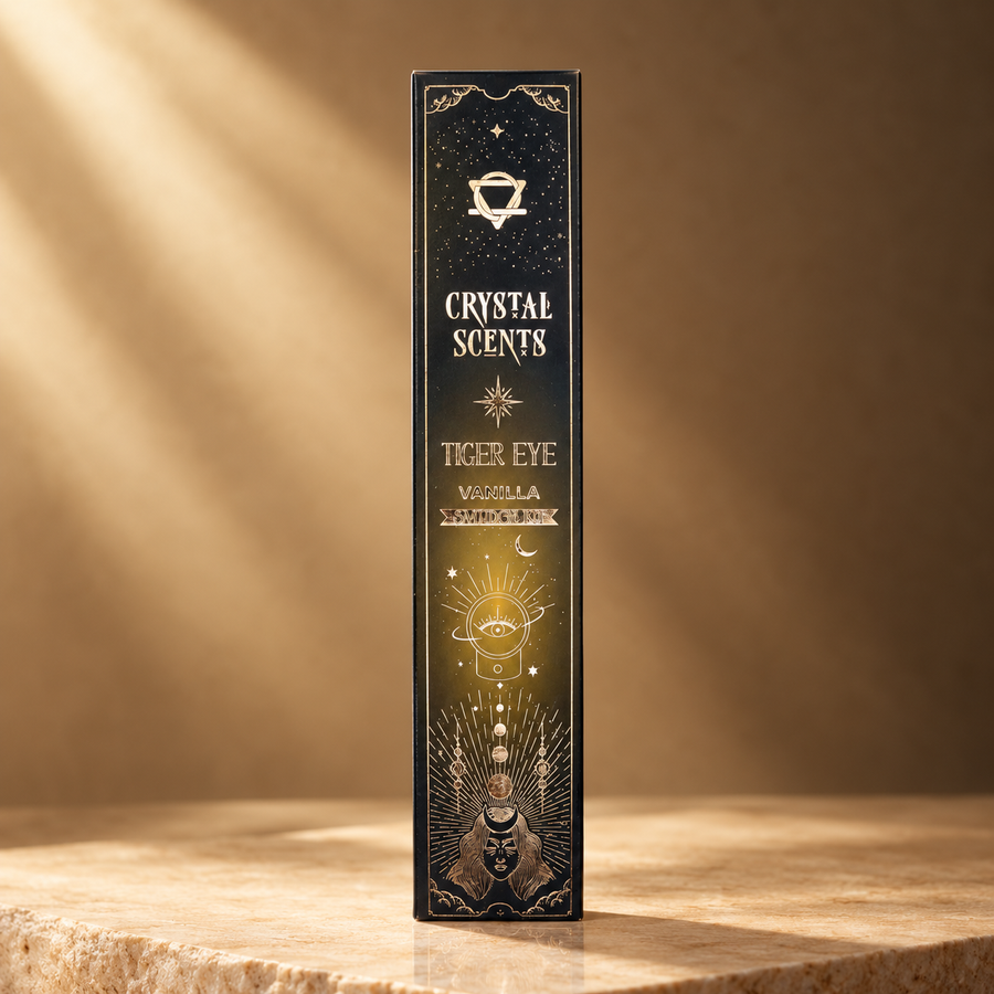 Encens au cristal, œil de tigre et vanille