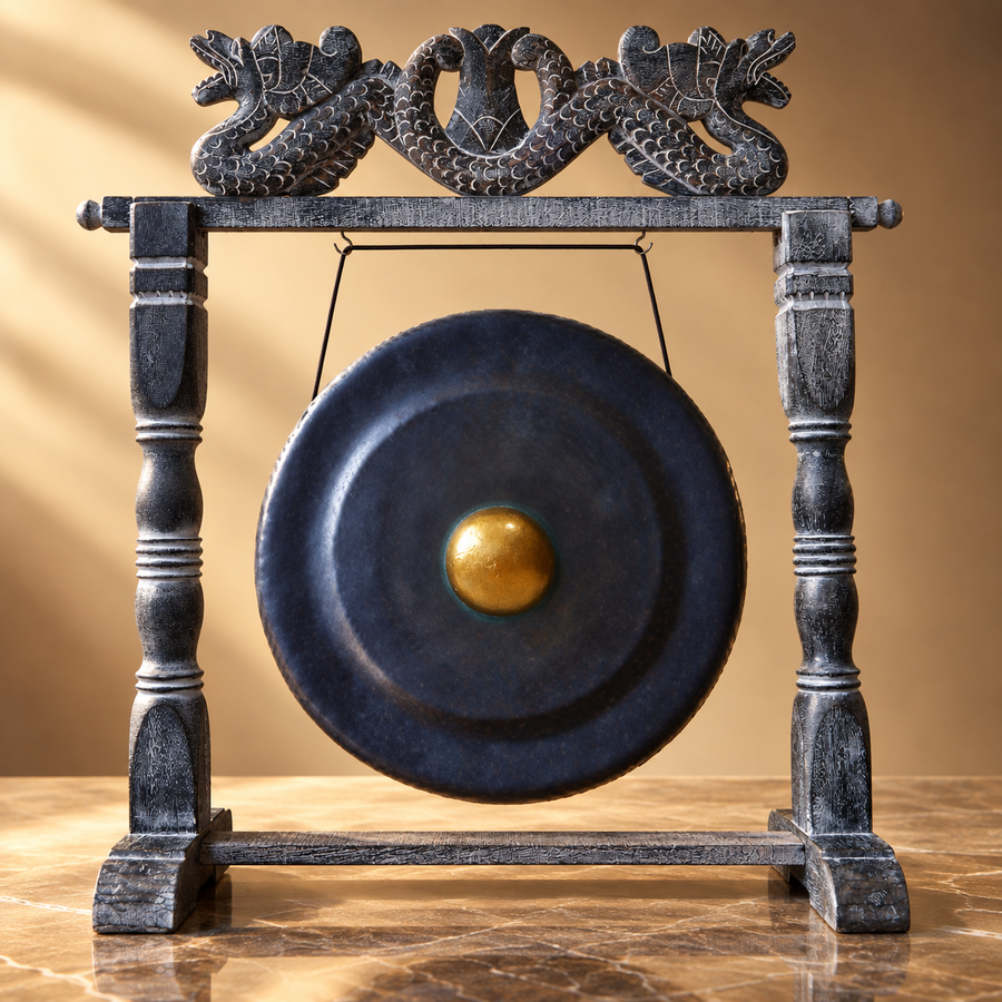 Gong de méditation sur socle noir 50 cm