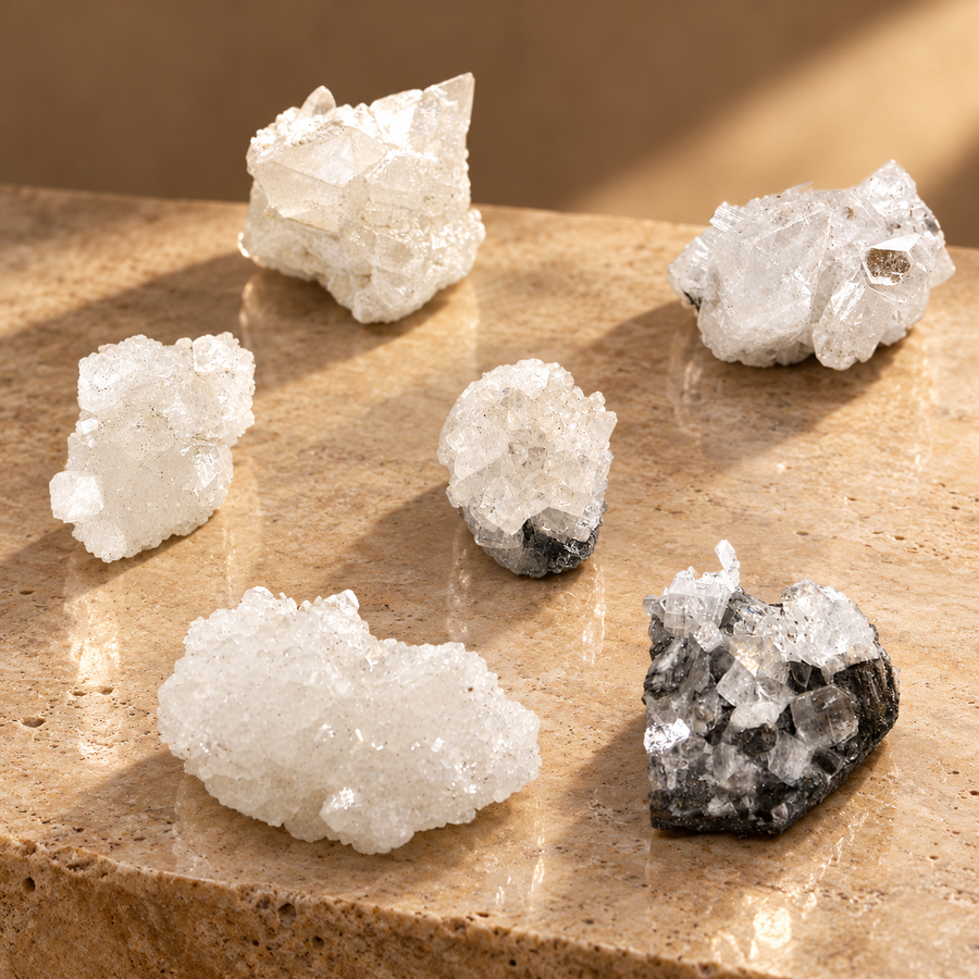 Grappes en apophyllite blanche, lot de 6, 20 à 30 mm